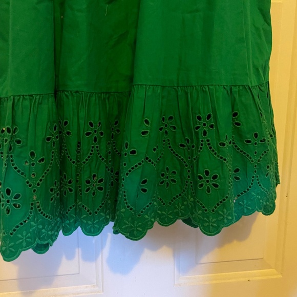 Crown & Ivy NWT green eyelet hem midi  dress Size 6 - Picture 5 of 12